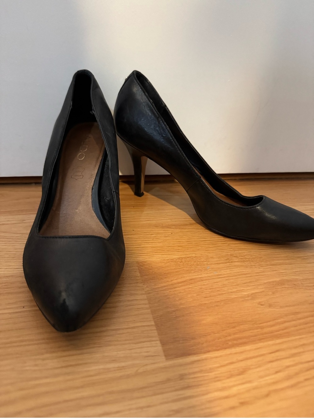 Aldo Black Pointed Leather Pumps